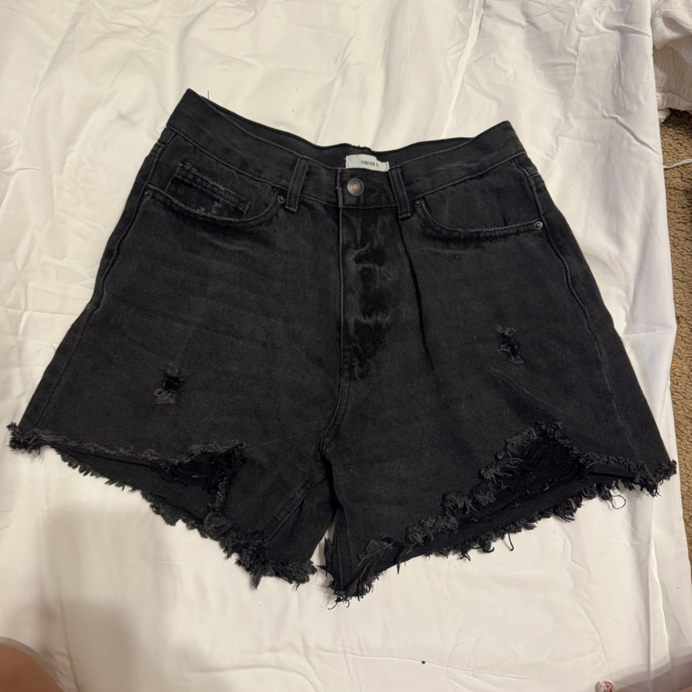 Black mid length shorts